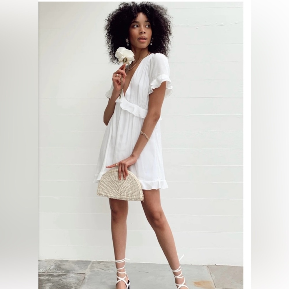 Show Me Your MuMu Virginia White Dress, Speckle Dots,Medium, Great Condition.